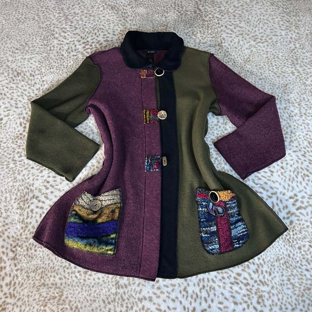 Ali Miles Art To Wear Fleece Jacket Multicolor